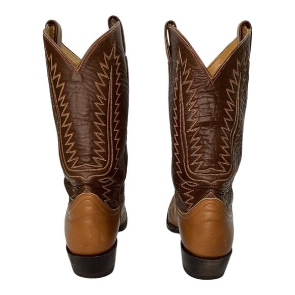Vintage 80s Tony Lama Brown Leather Cowboy Boots Men's Size 7.5D Style 6210 - Picture 3 of 10